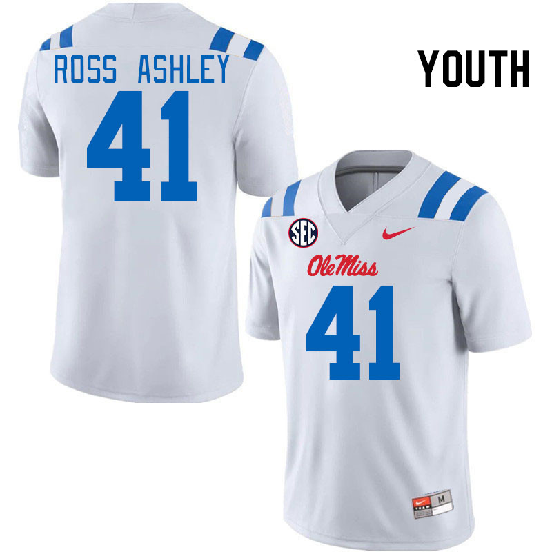 Youth #41 John Ross Ashley Ole Miss Rebels 2024 New Uniforms College Football Jerseys Stitched-White